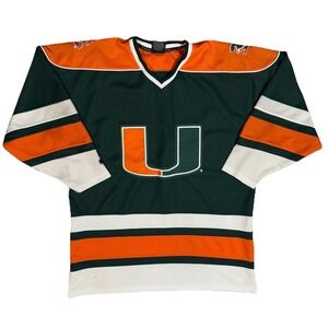 University of Miami UM Hurricanes Hockey Colosseum Green Jersey Size 2XL